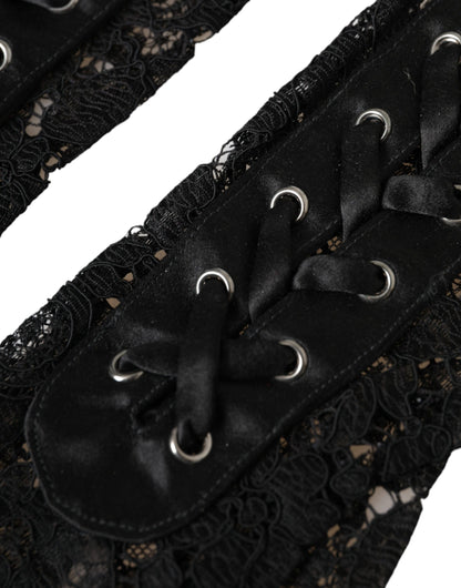 Guantes negros de encaje Taormina hasta el codo