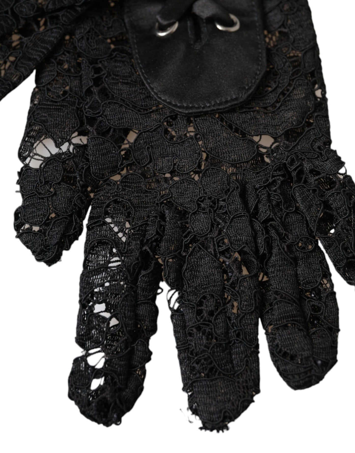 Guantes negros de encaje Taormina hasta el codo