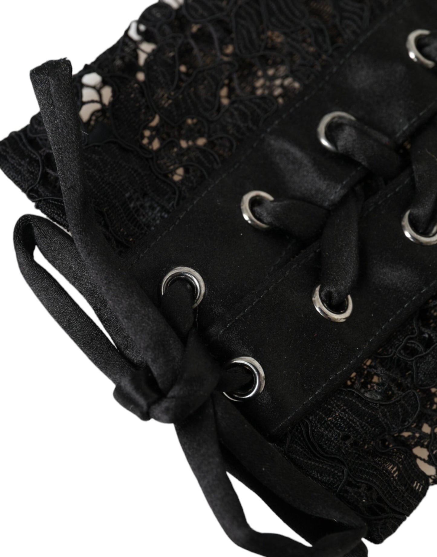 Guantes negros de encaje Taormina hasta el codo