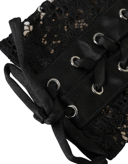 Guantes negros de encaje Taormina hasta el codo