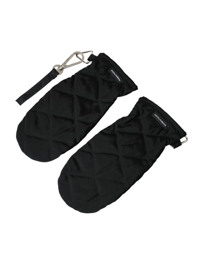 Guantes de nailon acolchados negros hasta la muñeca