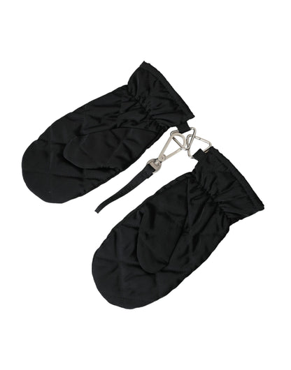 Guantes de nailon acolchados negros hasta la muñeca