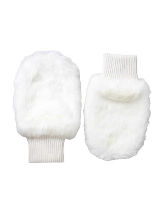 Guantes de muñeca de piel tejida de acrílico blanco