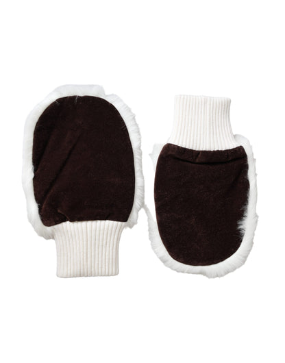 Guantes de muñeca de piel tejida de acrílico blanco