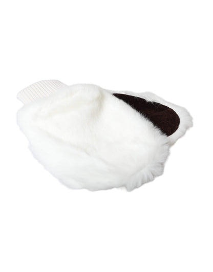 Guantes de muñeca de piel tejida de acrílico blanco