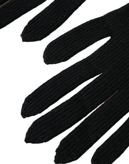 Guantes de punto de cachemira negra hasta el codo
