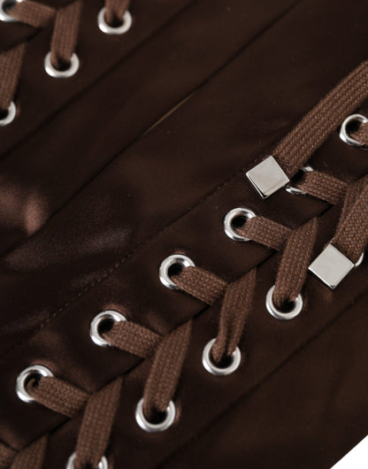 Guantes sin dedos con cordones de acetato marrón