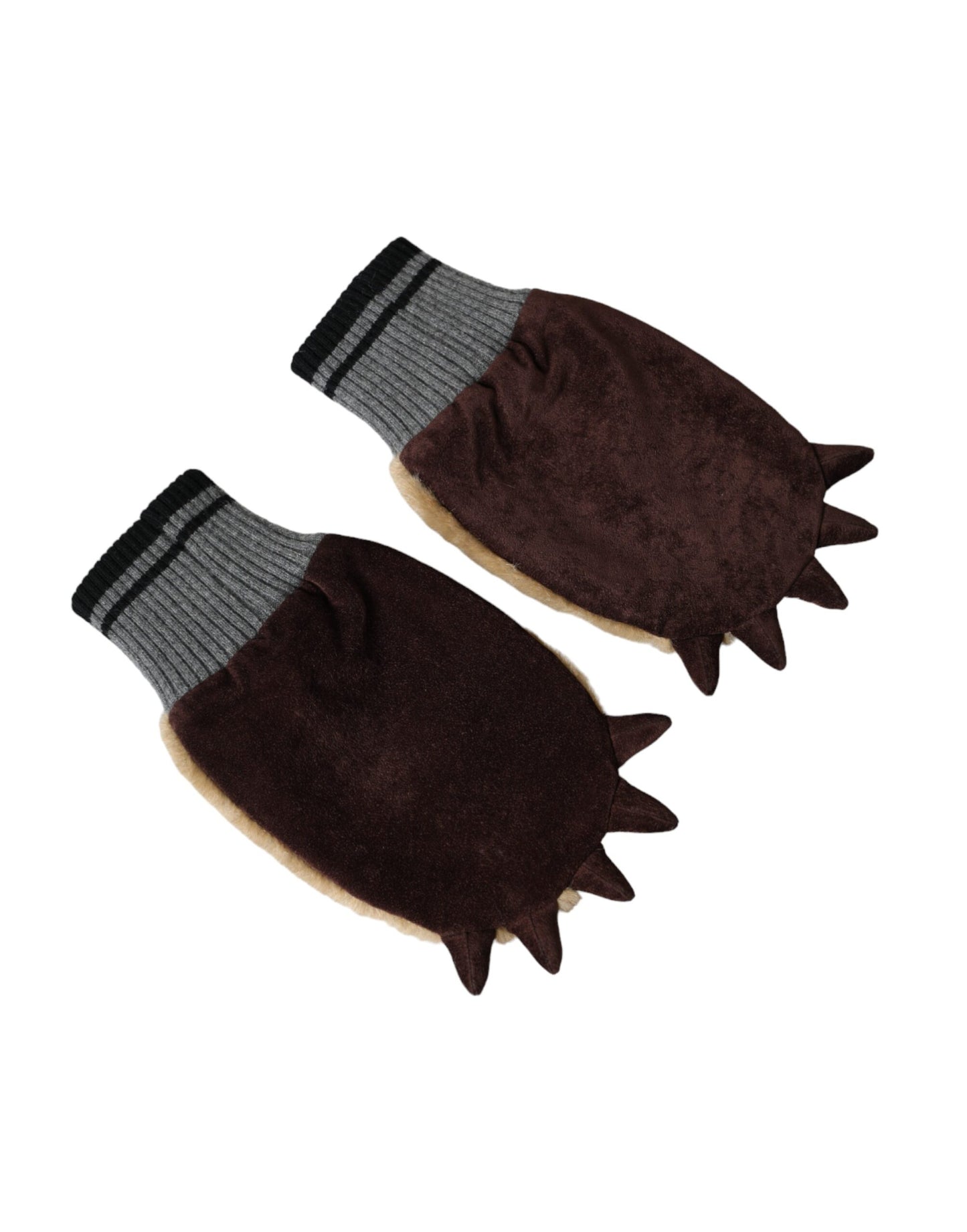 Guantes de muñeca de piel tejida de acrílico beige