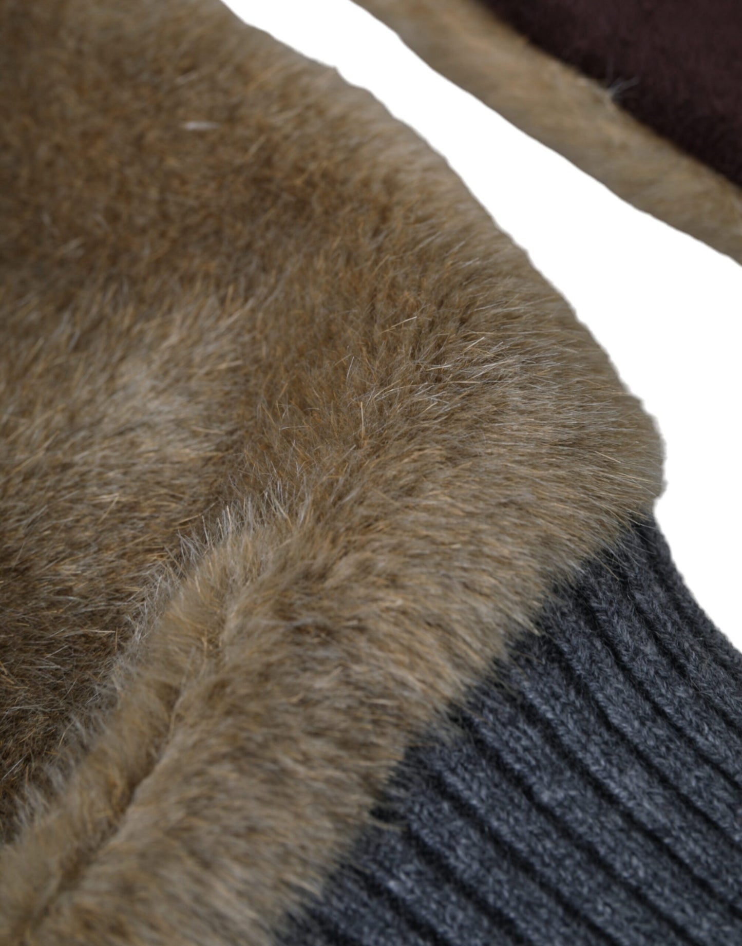 Guantes de muñeca de piel tejida de acrílico beige