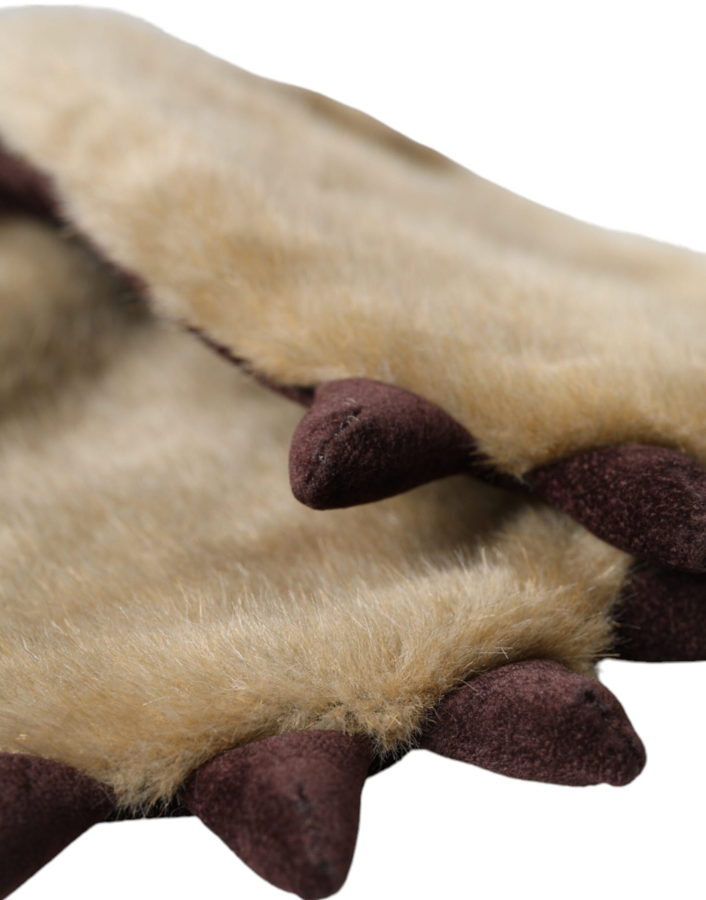 Guantes de muñeca de piel tejida de acrílico beige