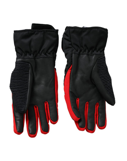 Guantes de nailon negros y rojos hasta la muñeca
