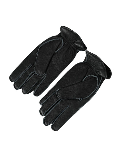 Guantes de piel de ciervo negra hasta la muñeca
