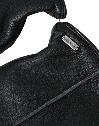 Guantes de piel de ciervo negra hasta la muñeca