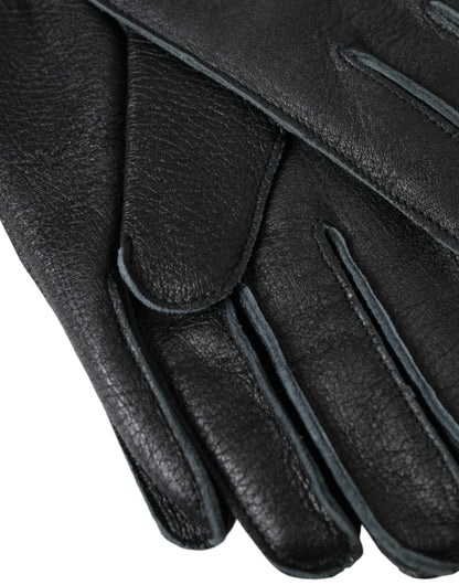 Guantes de piel de ciervo negra hasta la muñeca