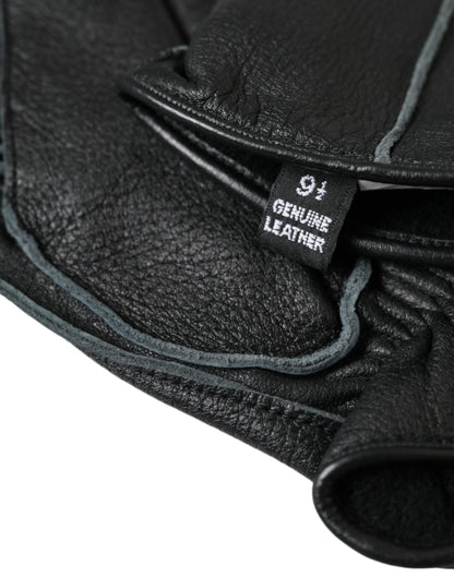 Guantes de piel de ciervo negra hasta la muñeca