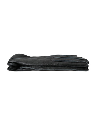 Guantes de piel de ciervo negra hasta la muñeca