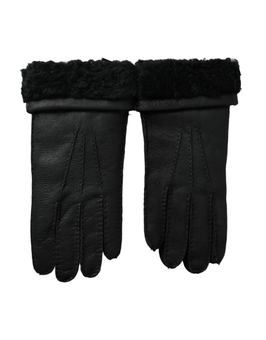 Guantes cortos de piel de oveja negra