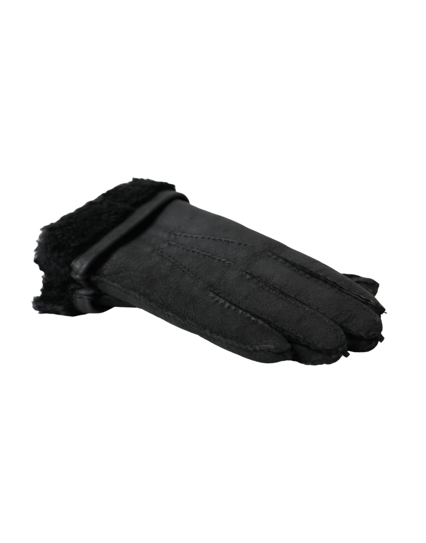 Guantes cortos de piel de oveja negra