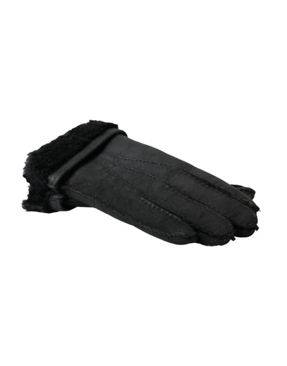 Guantes cortos de piel de oveja negra