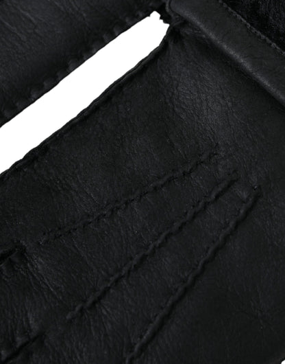 Guantes cortos de piel de oveja negra