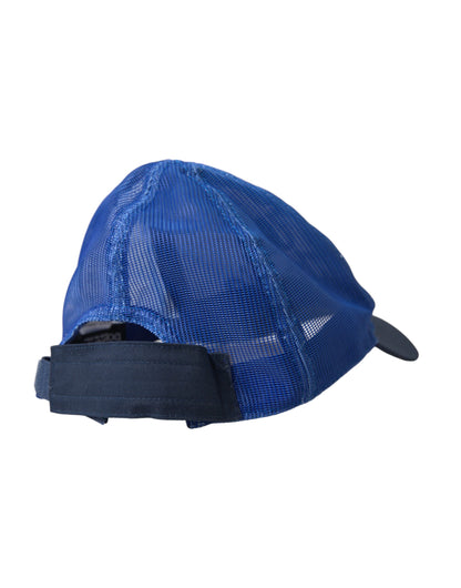 Gorra de béisbol de malla italiana azul, blanca y negra
