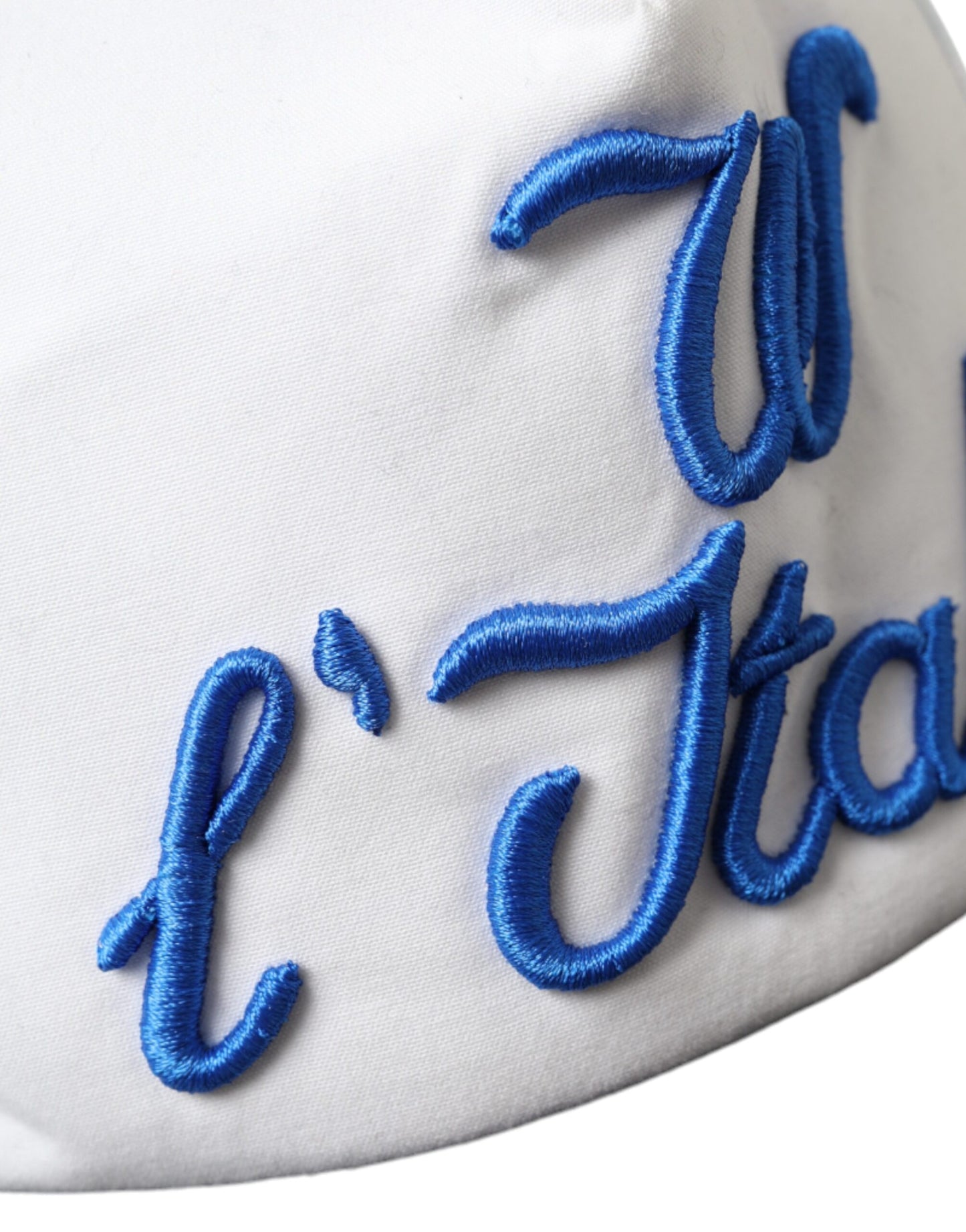 Gorra de béisbol de malla italiana azul, blanca y negra