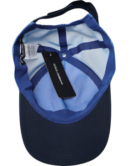 Gorra de béisbol de malla italiana azul, blanca y negra