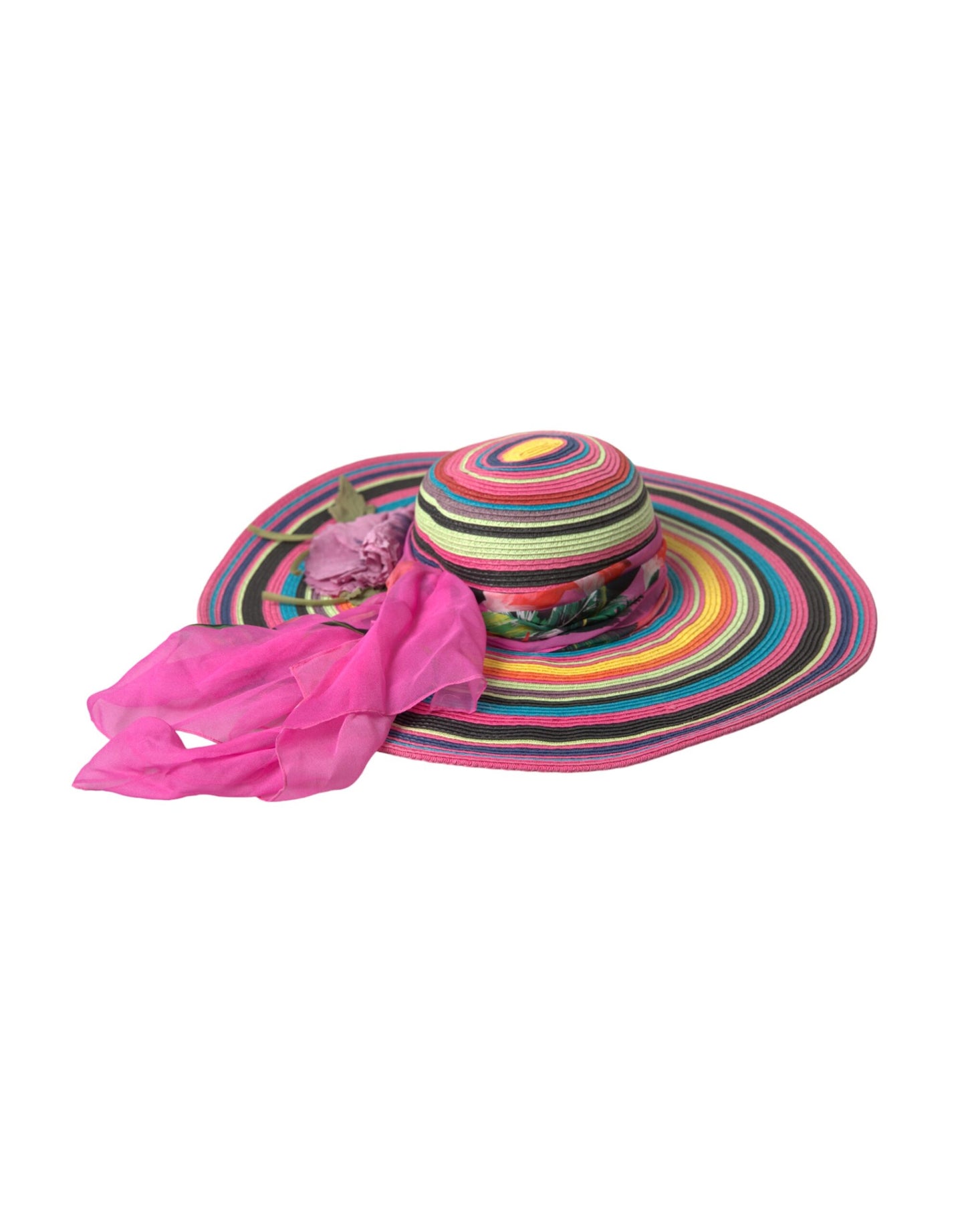 Sombrero flexible de ala ancha de fantasía multicolor