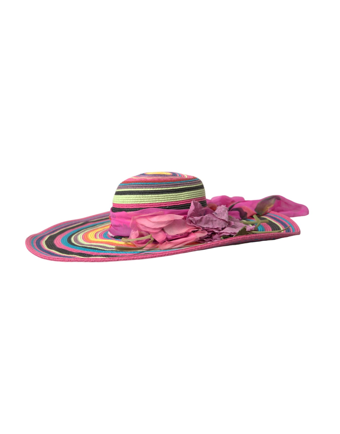 Sombrero flexible de ala ancha de fantasía multicolor