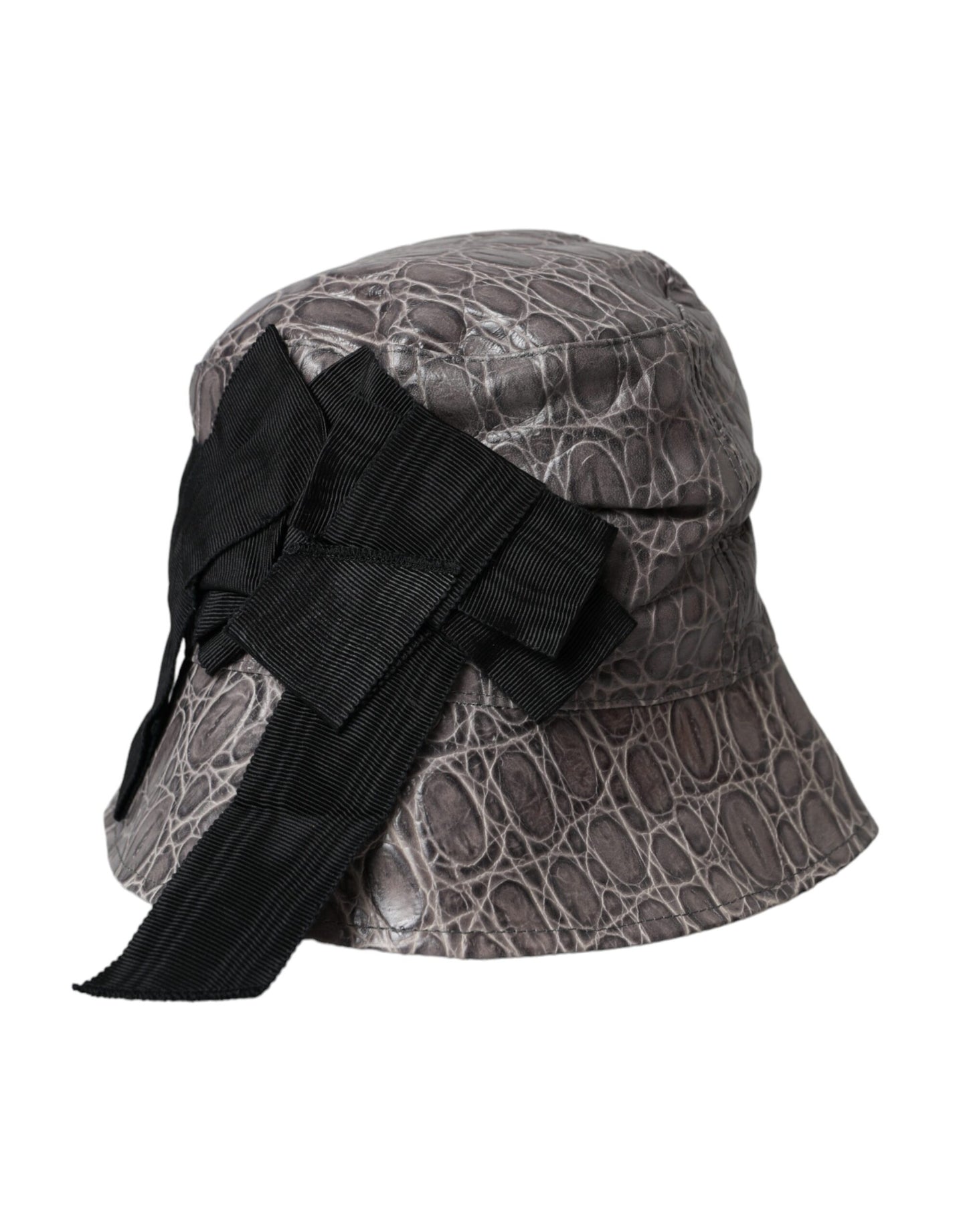 Sombrero de pescador de cuero con estampado gris y negro