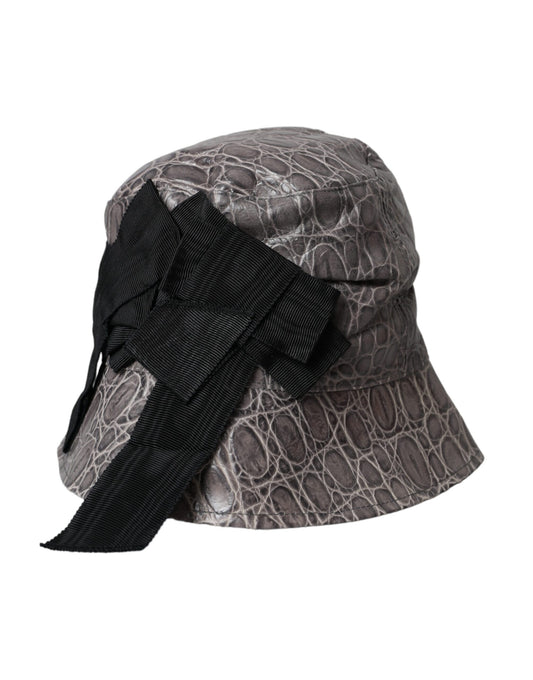 Sombrero de pescador de cuero con estampado gris y negro