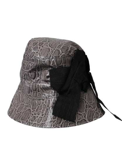 Sombrero de pescador de cuero con estampado gris y negro