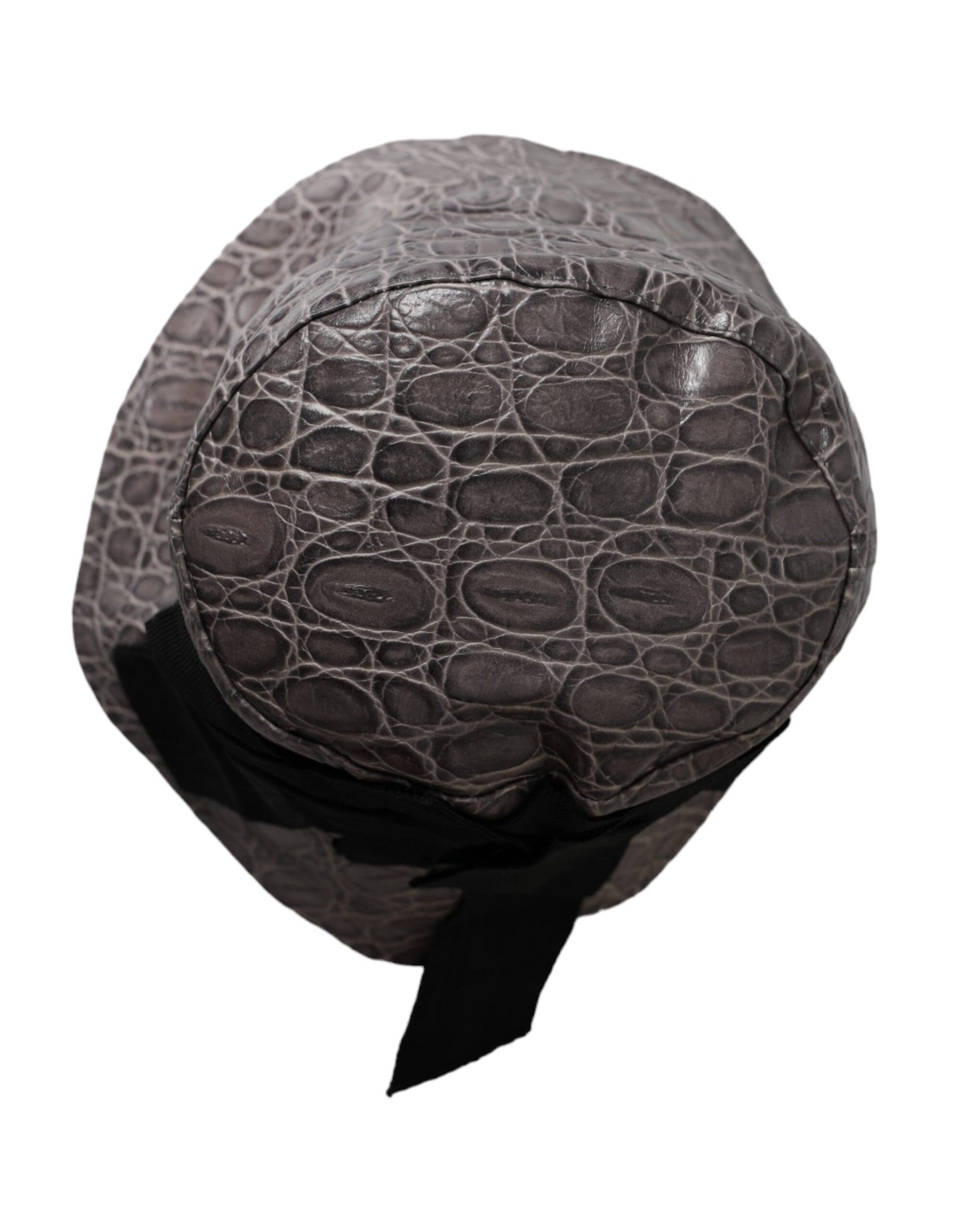 Sombrero de pescador de cuero con estampado gris y negro