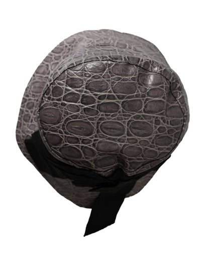 Sombrero de pescador de cuero con estampado gris y negro