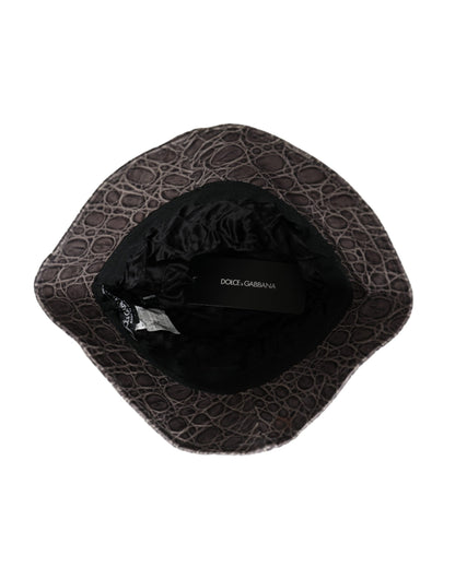 Sombrero de pescador de cuero con estampado gris y negro