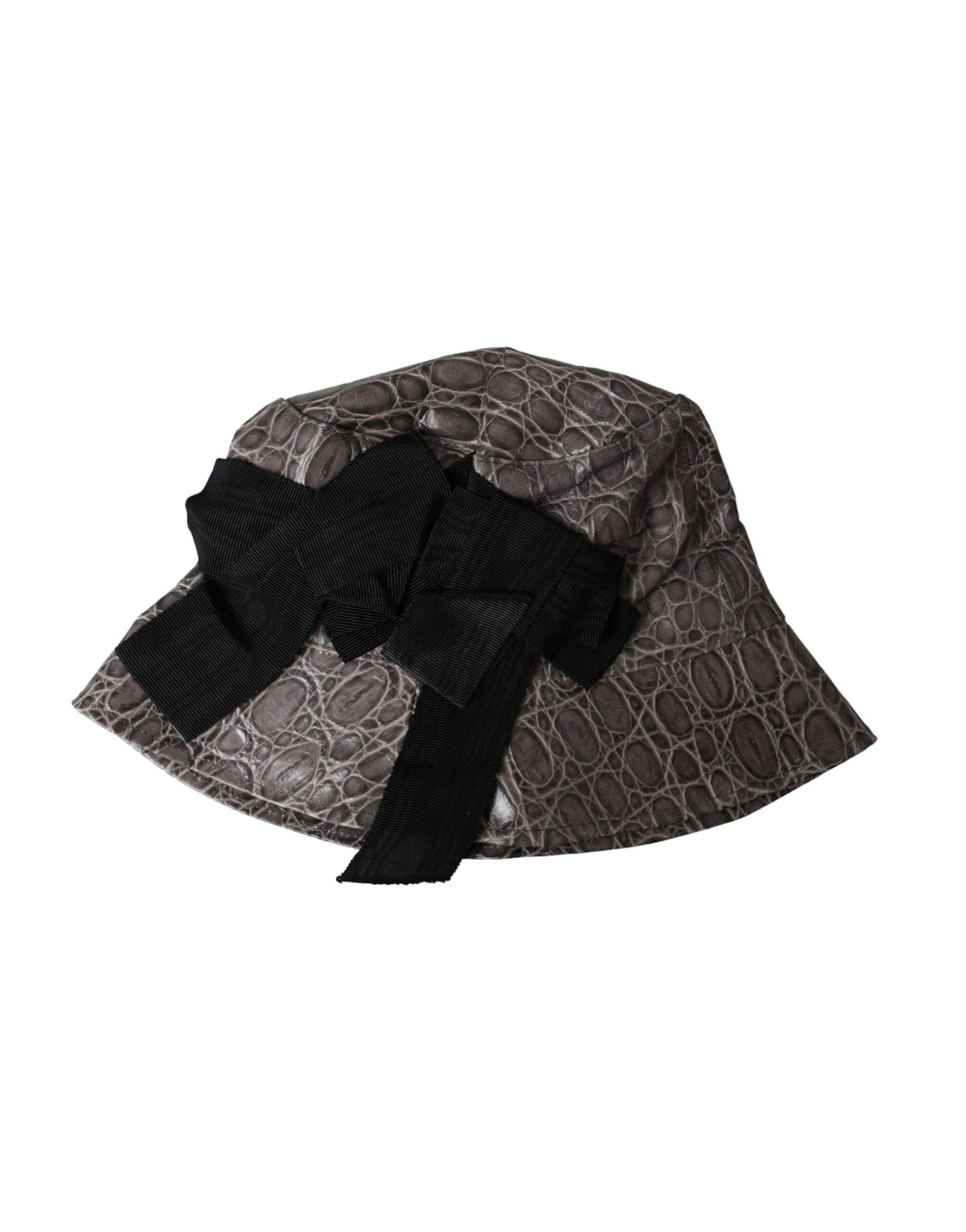 Sombrero de pescador de cuero con estampado gris y negro