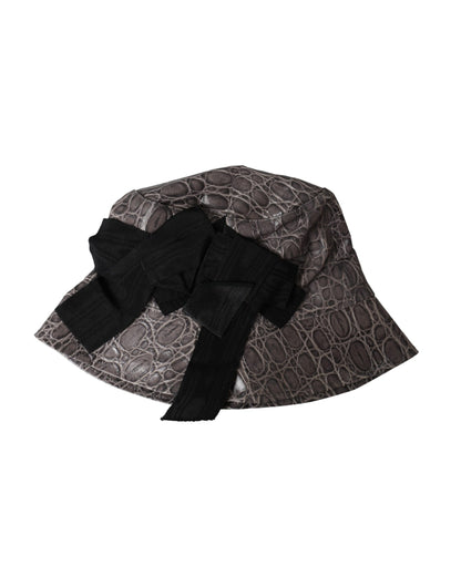 Sombrero de pescador de cuero con estampado gris y negro
