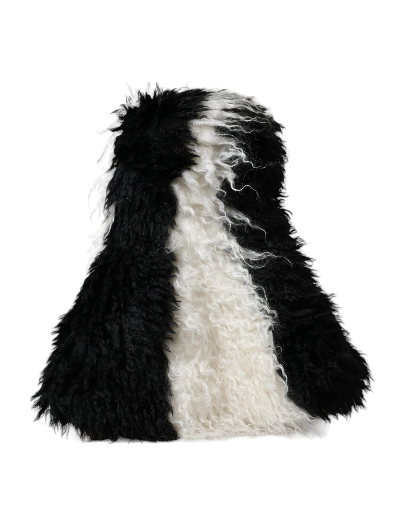 Sombrero de pescador de piel de mohair con rayas blancas y negras