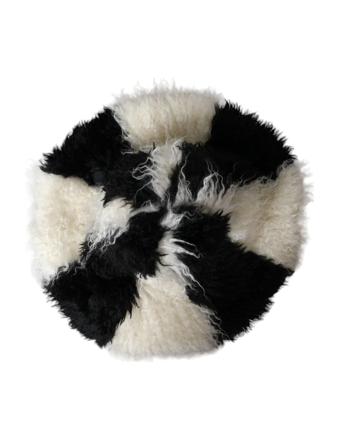 Sombrero de pescador de piel de mohair con rayas blancas y negras
