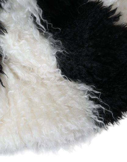 Sombrero de pescador de piel de mohair con rayas blancas y negras