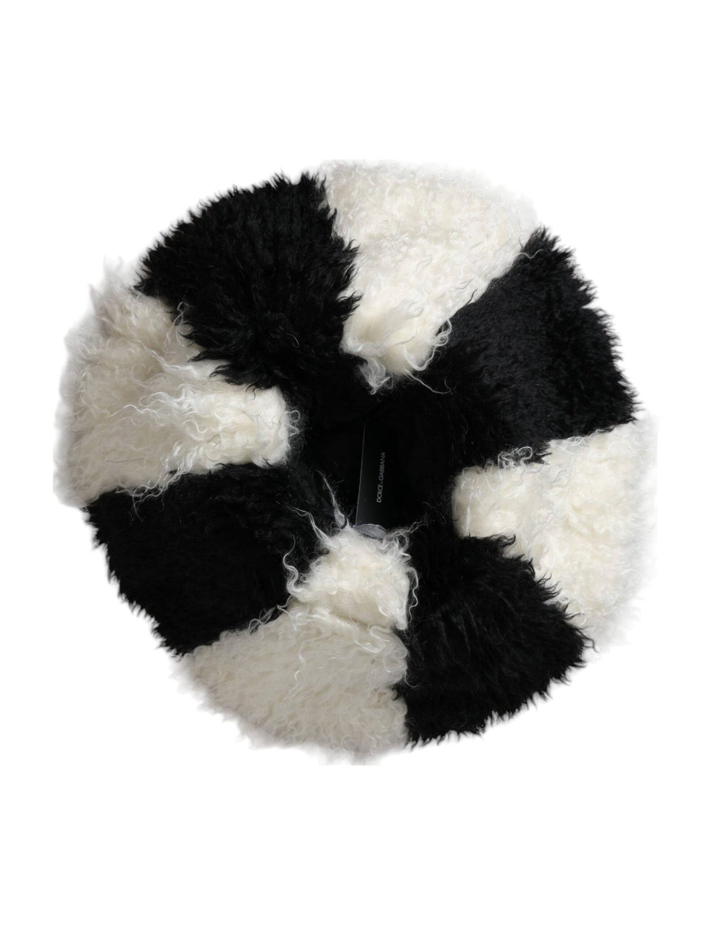 Sombrero de pescador de piel de mohair con rayas blancas y negras