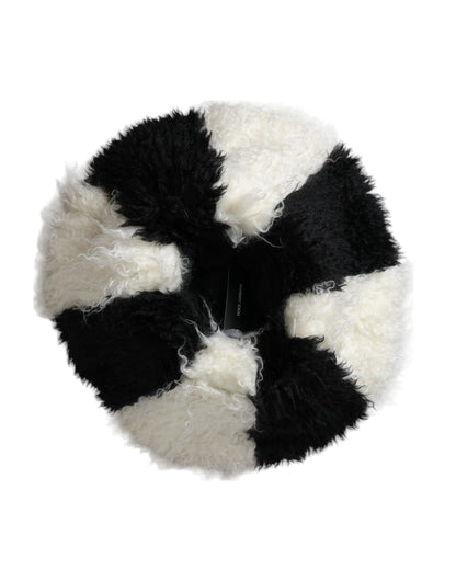Sombrero de pescador de piel de mohair con rayas blancas y negras