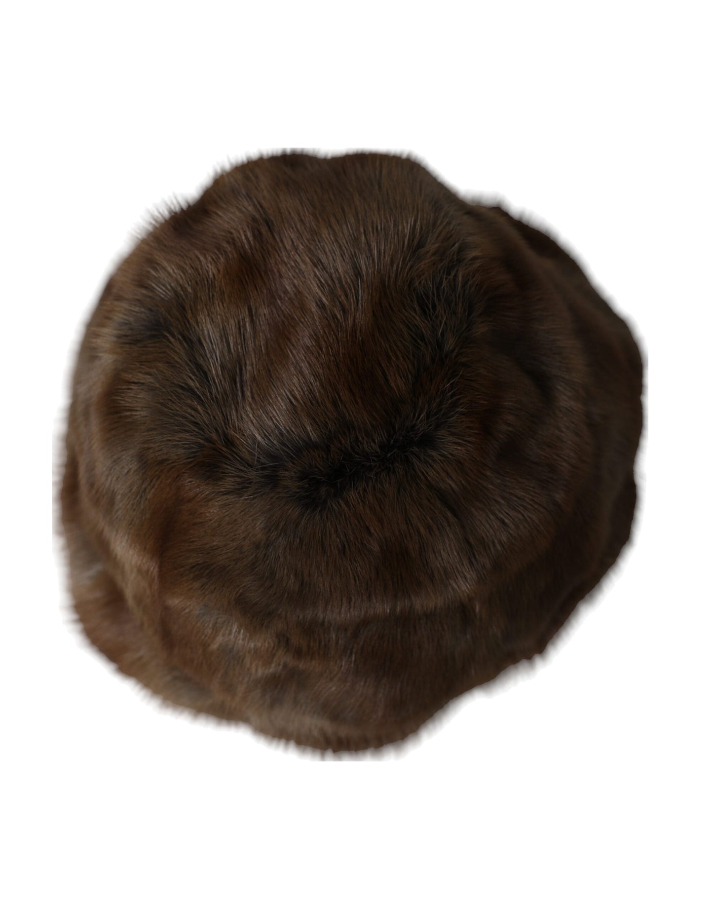 Gorro de cachemira para mujer de piel de comadreja marrón