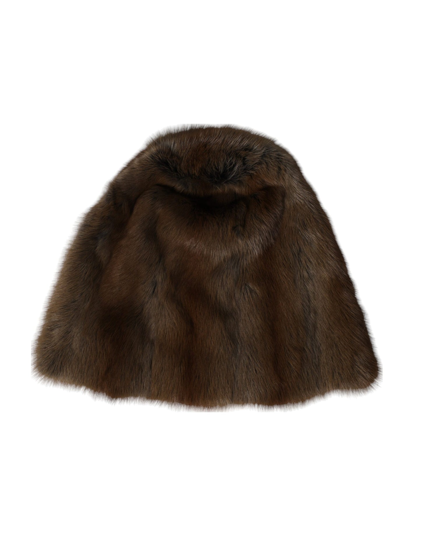 Gorro de cachemira para mujer de piel de comadreja marrón