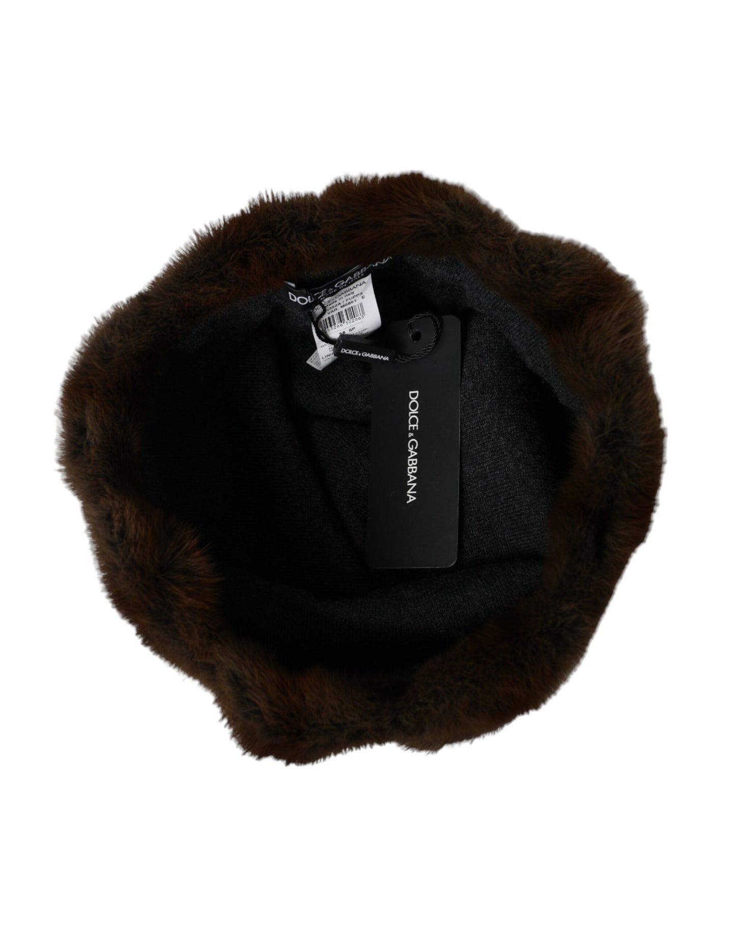 Gorro de cachemira para mujer de piel de comadreja marrón