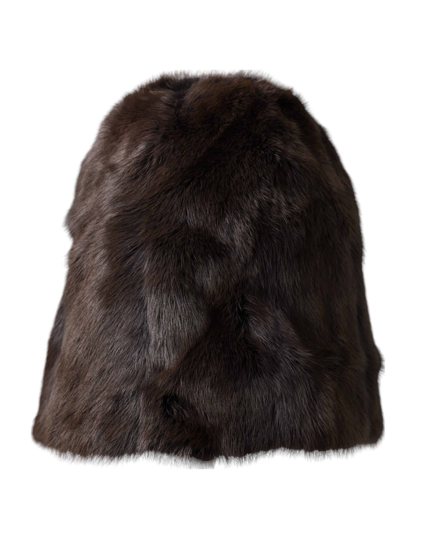 Gorro de cachemira para mujer de piel de comadreja marrón