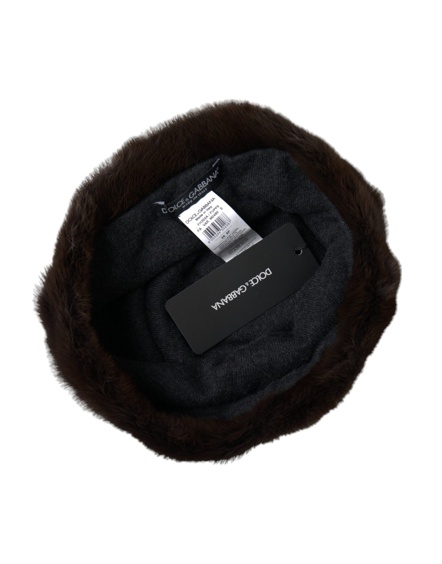 Gorro de cachemira para mujer de piel de comadreja marrón