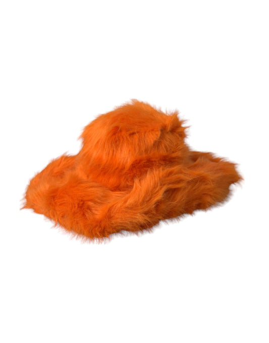 Sombrero fedora de poliéster y piel sintética de color naranja