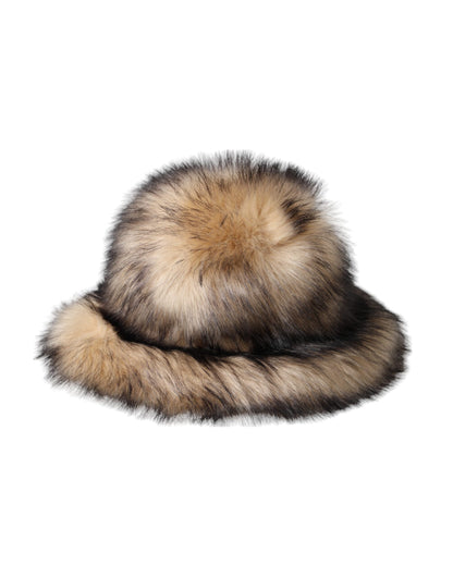 Sombrero fedora de modacrílico de piel sintética marrón