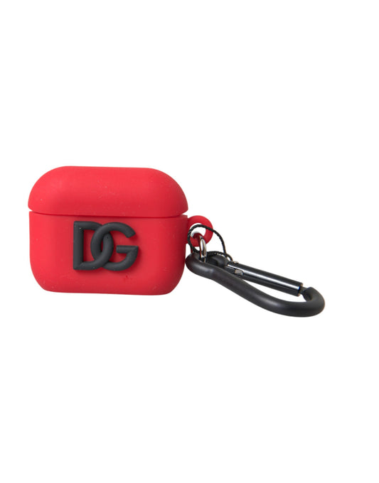 Estuche para Airpods con logotipo en relieve de silicona roja